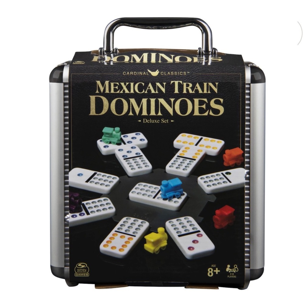 Cardinal Classics Mexican Train Dominoes Deluxe Set Aluminum Case 91 Double 12